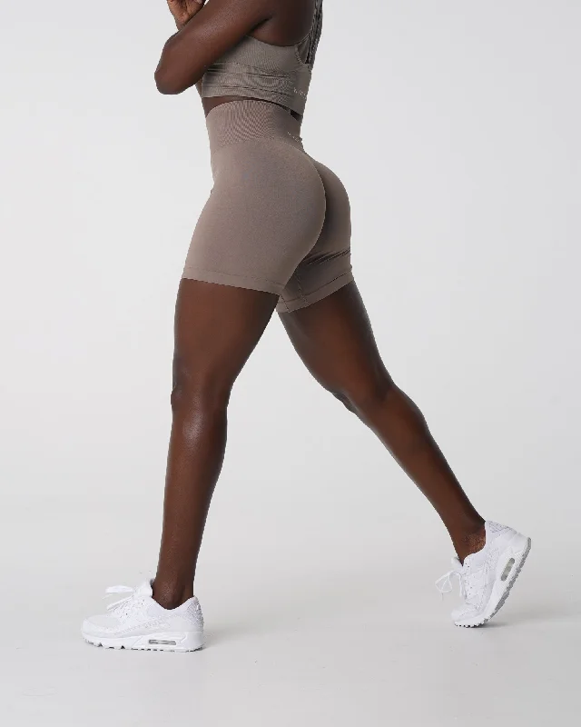 Taupe Solid Seamless Shorts