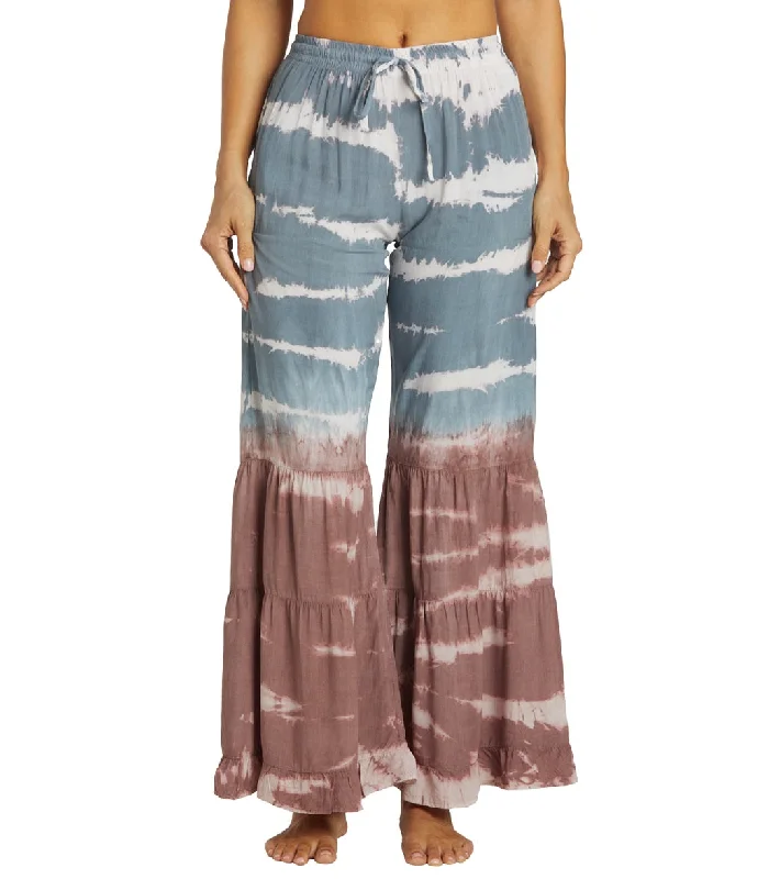 Yak & Yeti Boho Tiered Palazzo Tie Dye Pants Pink