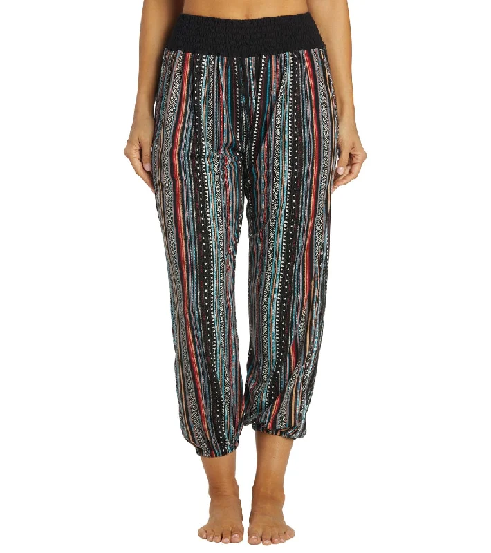 Yak & Yeti Striped Bohemian Harem Pants Maroon Multi