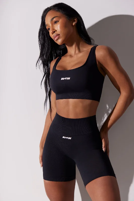 Zealous - High Waist Super Sculpt Biker Shorts in Black