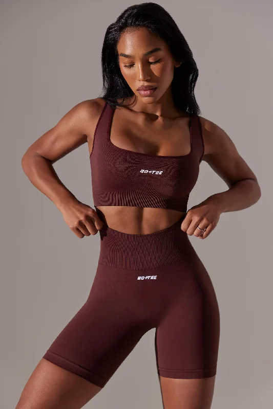 Zealous - High Waist Super Sculpt Biker Shorts in Burgundy