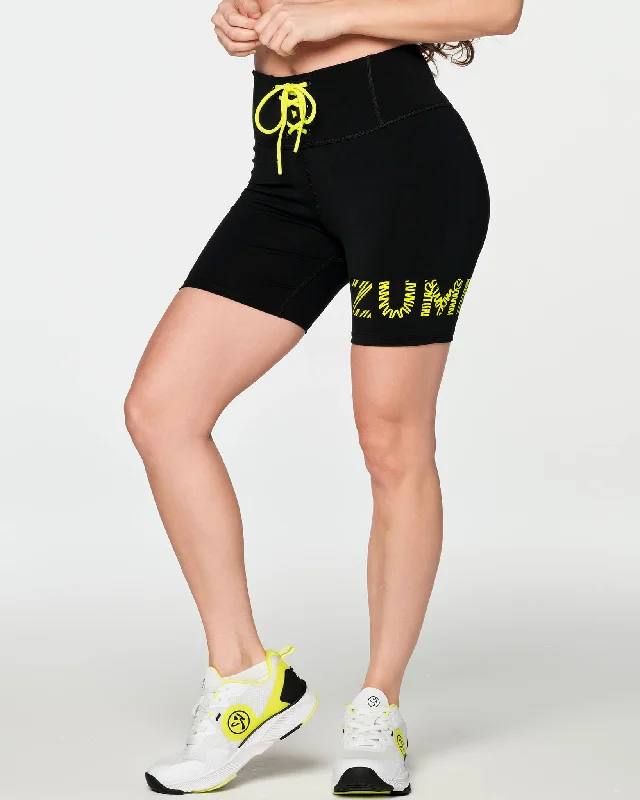 Zumba Happy Laced Up Waistband Biker Shorts