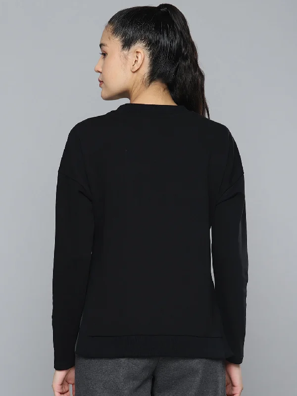 Alcis Women Black Solid Sweatshirt