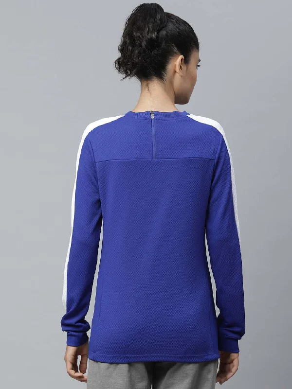 Alcis Women Blue Self Design Sweatshirt