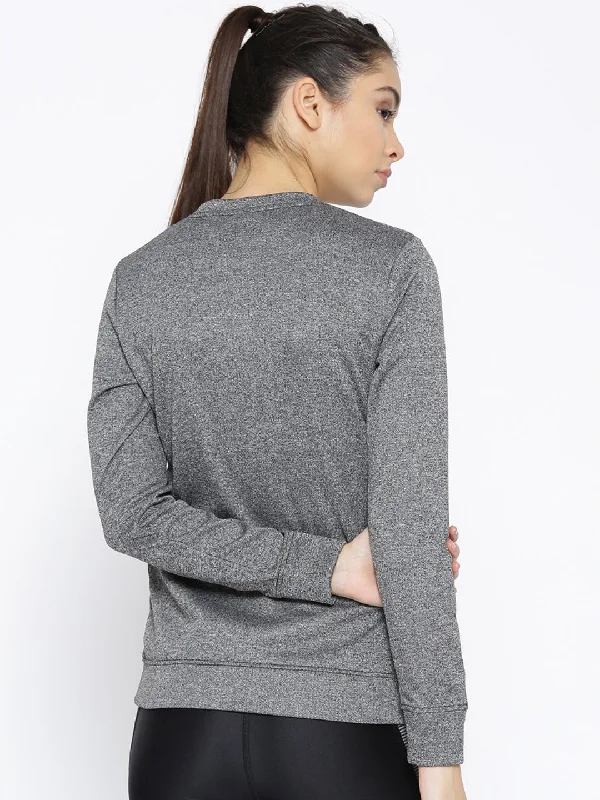 Alcis Women Charcoal Grey Solid Sweatshirt