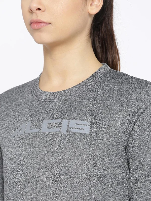 Alcis Women Charcoal Grey Solid Sweatshirt