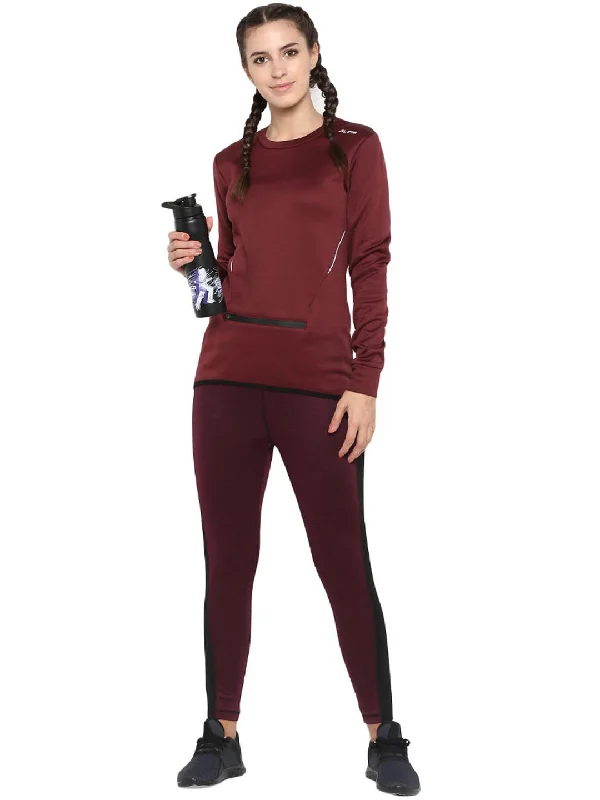 Alcis Women Maroon Solid Sweatshirt