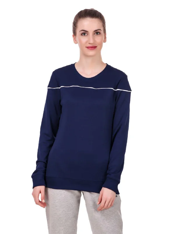 Alcis Women Navy Blue Solid Sweatshirt