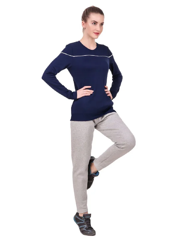 Alcis Women Navy Blue Solid Sweatshirt