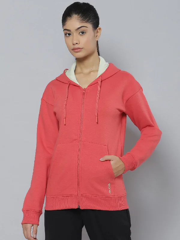 Alcis Women Red Hooded Sweatshirt