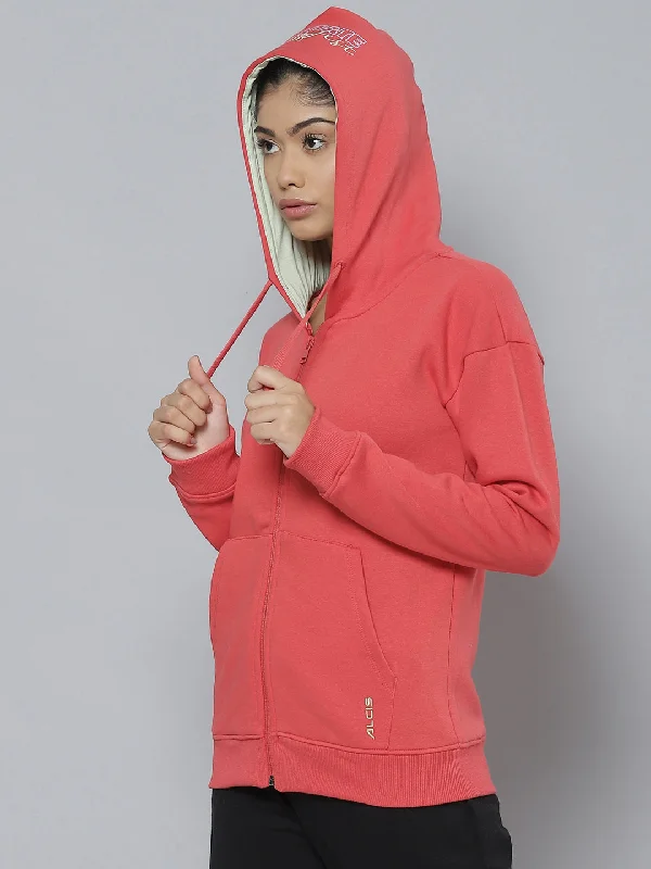 Alcis Women Red Hooded Sweatshirt