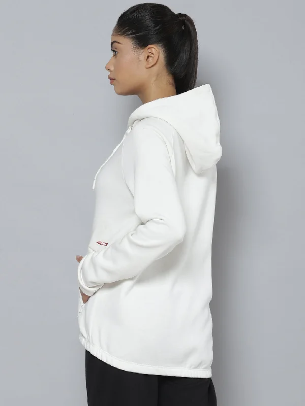 Alcis Women White Hooded Sweatshirt