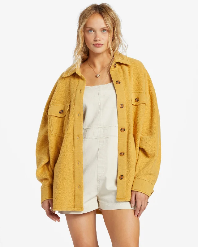 Anytime Shacket Oversized Button-Through Jacket - Wild Honey