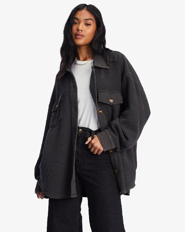 Anytime Shacket Oversized Button-Through Jacket - Off Black 1