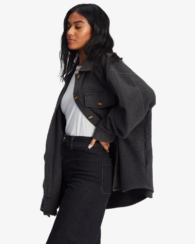 Anytime Shacket Oversized Button-Through Jacket - Off Black 1