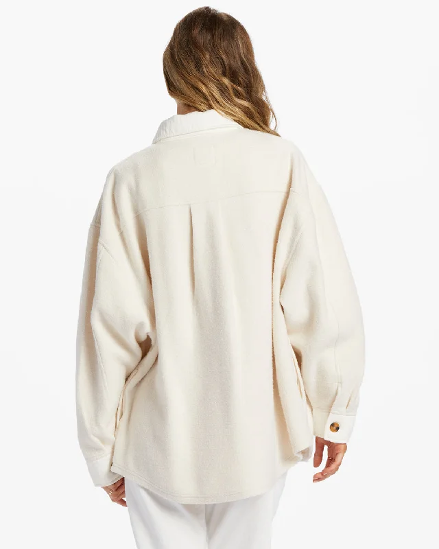 Anytime Shacket Oversized Button-Through Jacket - White Cap