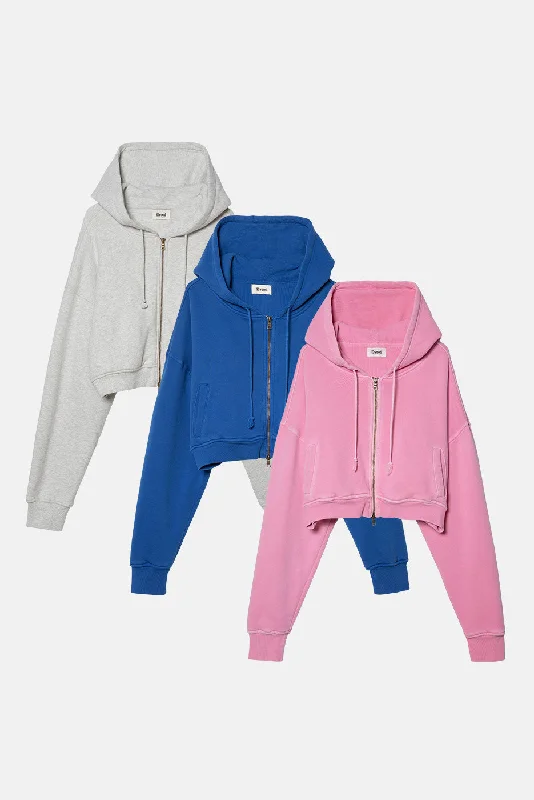 BABYDOLL CROP ZIP HOODIE 3 PACK