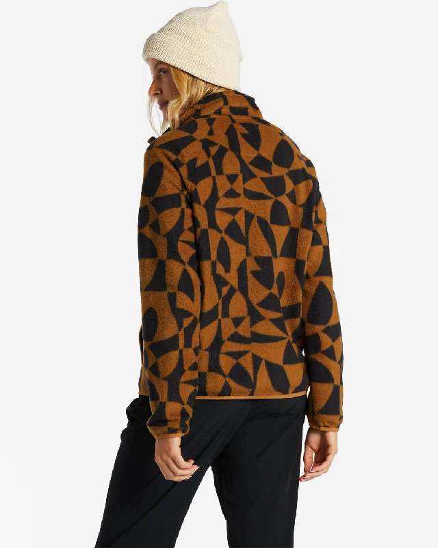 Boundary Zip-Up Mock Neck Fleece - Walnut