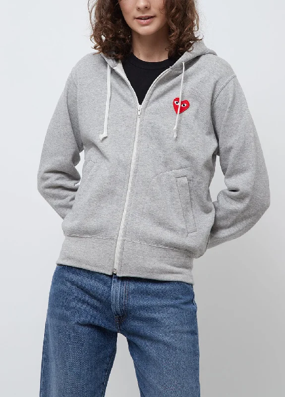 T167 Red Heart Zip Hoodie