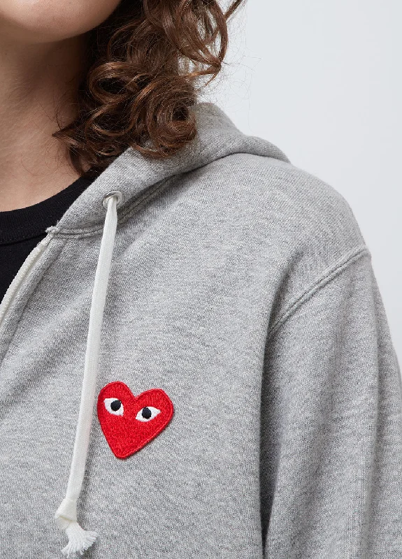 T167 Red Heart Zip Hoodie