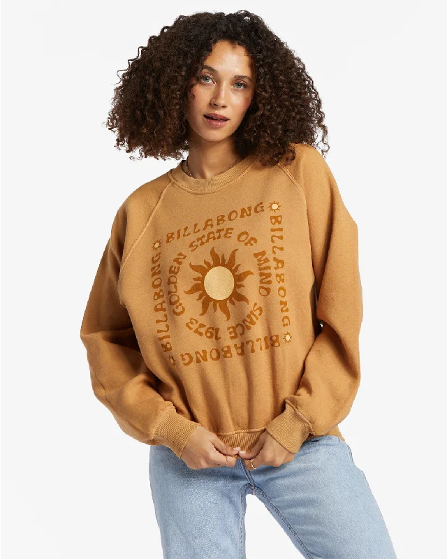 Here We Go Graphic Crewneck Sweatshirt - Cosmic Khaki