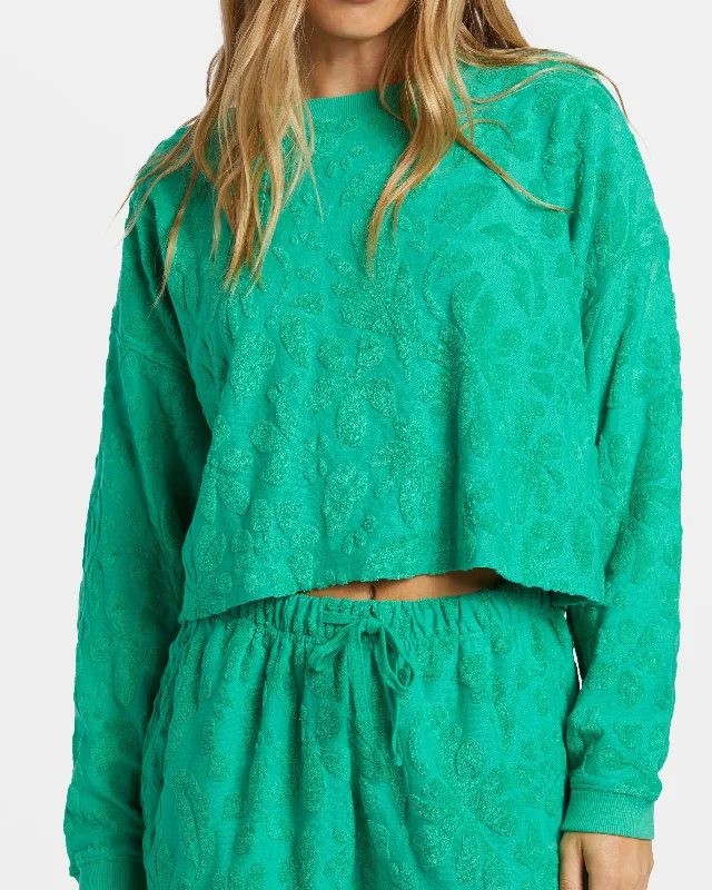 Loosen Up Crew Neck Sweatshirt - Tropical Green