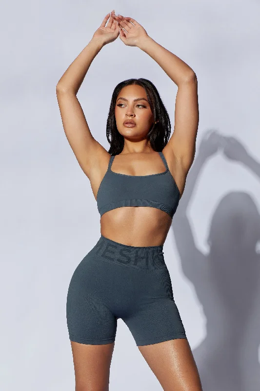 Nyx Cross Back Seamless Crop - Charcoal