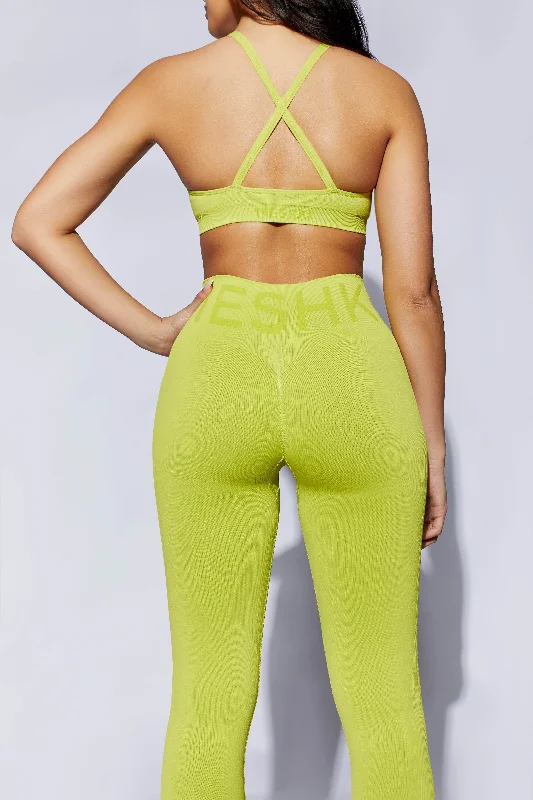 Nyx Cross Back Seamless Crop - Lime Green