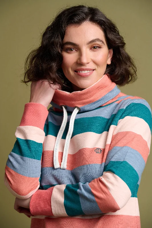 Stripe Cowl Neck Sweatshirt