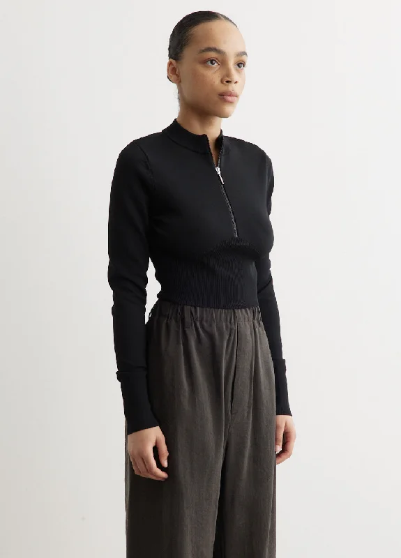 Long-Sleeve Cropped Jumper 1/2-Zip Top