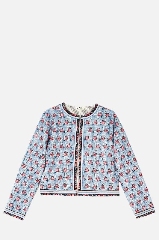 Ara Print Quilted Jacket Blue