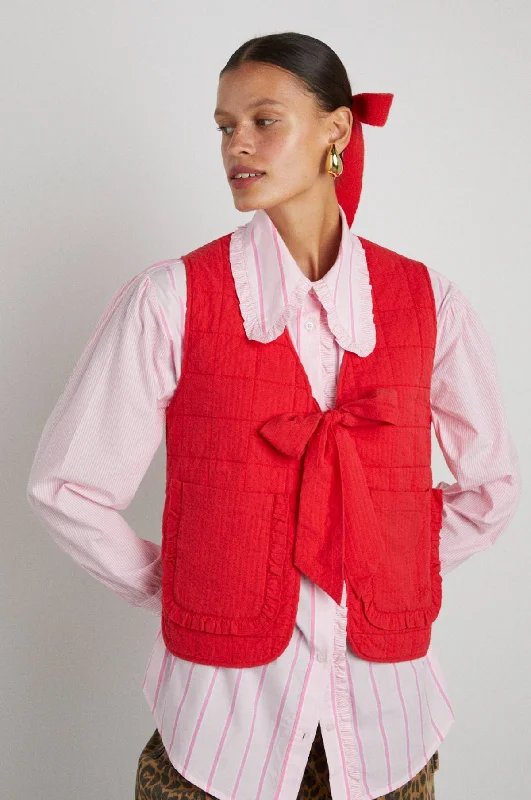 Arte Reversible Tie Gilet Red Ruffle