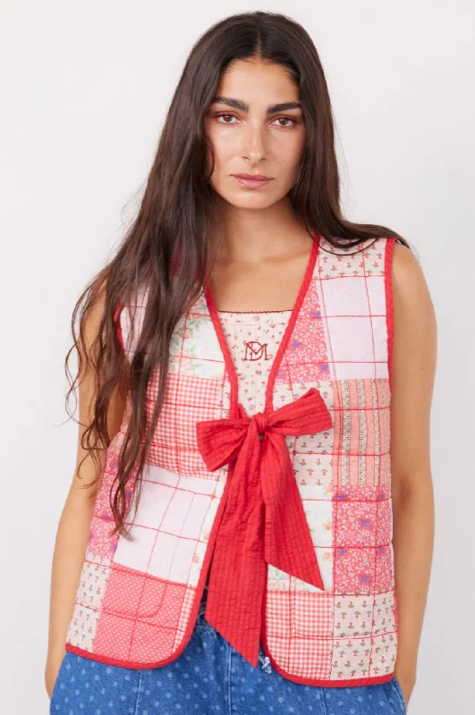 Arte Reversible Tie Gilet Red Ruffle