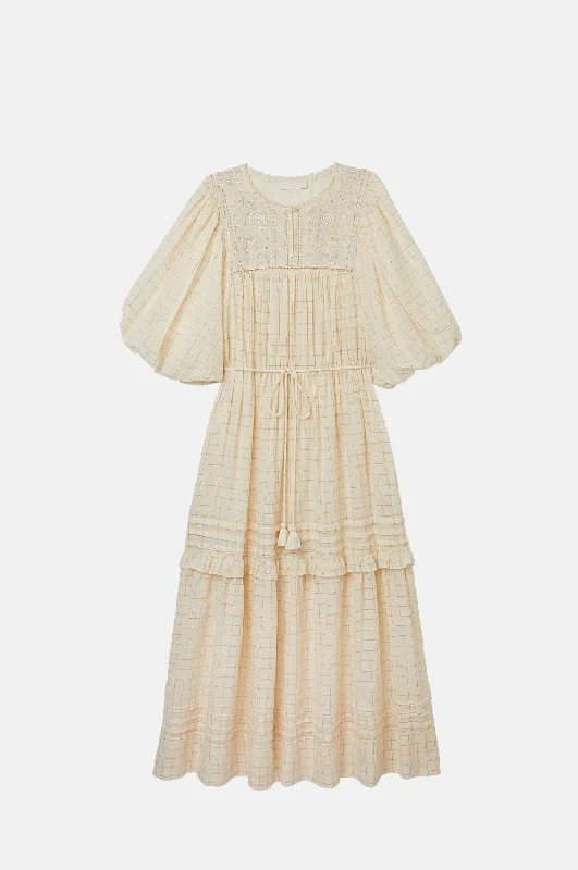 Carmen Dress Gold Check