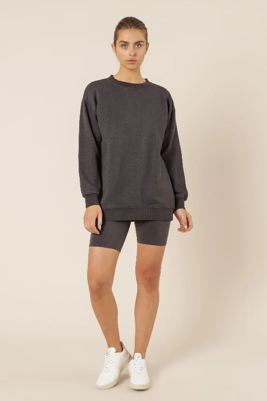 Carter Classic Boyfriend Sweat- Coal