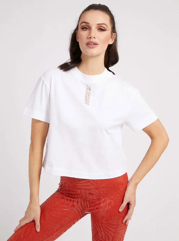 Eco White Caitlyn Active Crop T-Shirt