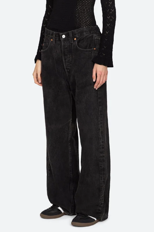 Elena Denim Baggy Pants Black