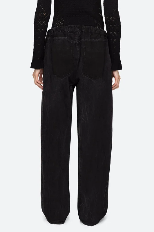 Elena Denim Baggy Pants Black