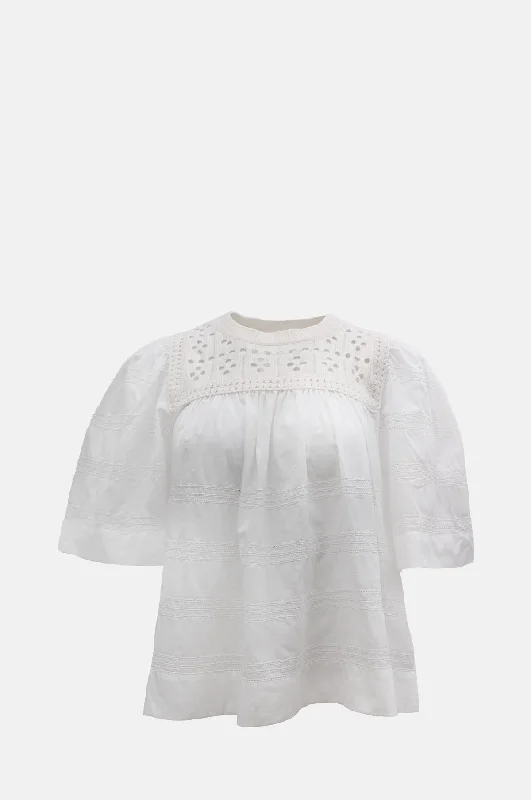 Emile Pointelle Knit S/Slv Combo Top White