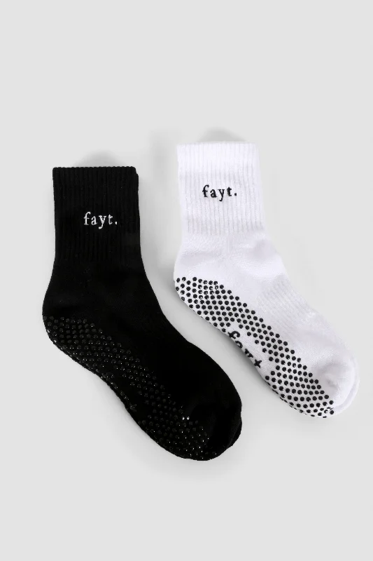 FAYT PILATES GRIP SOCKS BLACK