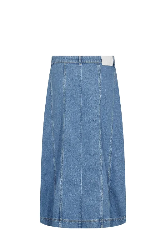 Frilla Skirt Medi Blue Denim