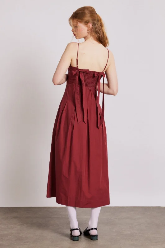 Iris Bow Midi Dress Red