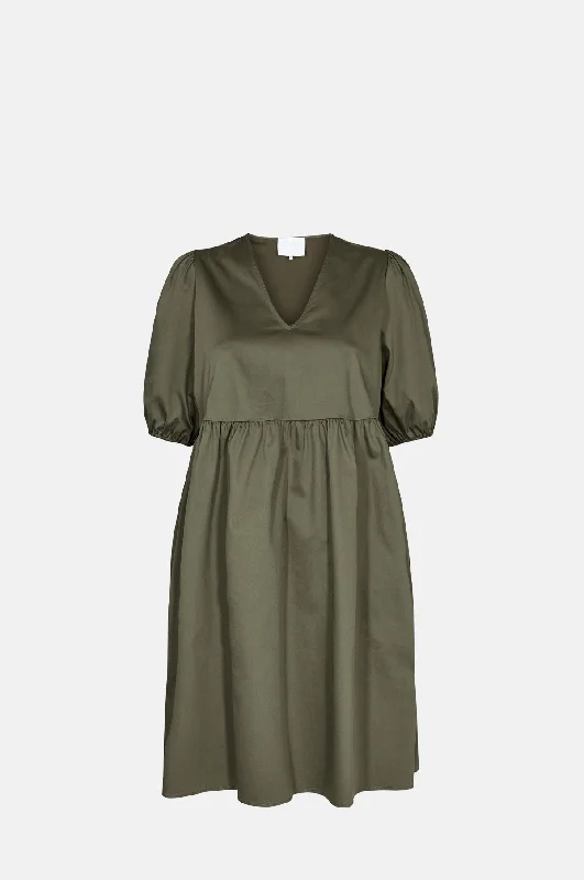 Isla Solid Dress Moss Green