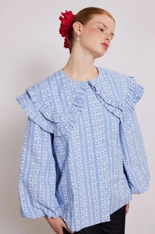 Lois Double Collar Blouse Blue