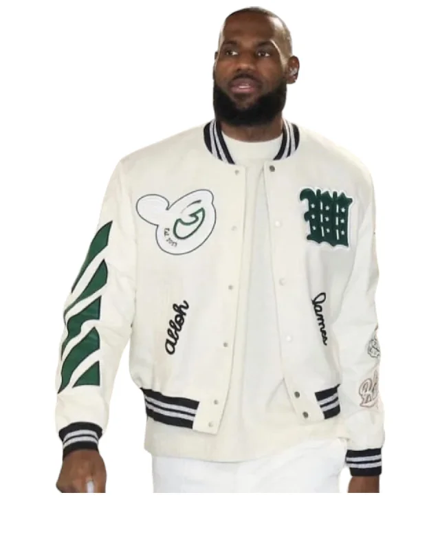 Men Off White Varsity Jacket