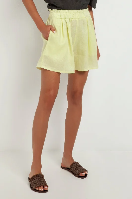 Minimal Linen Shorts Lime