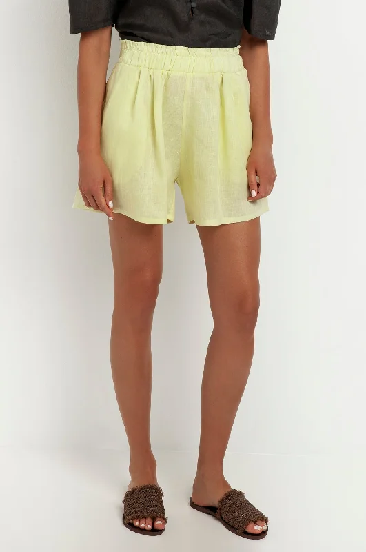 Minimal Linen Shorts Lime