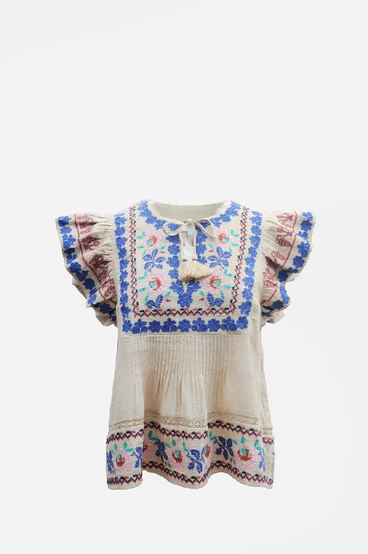 Ramona Embroidery Flutter Slv Top Multi