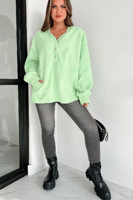 Reserved For Snuggles Oversized Fleece Hoodie (Ultra Mint)