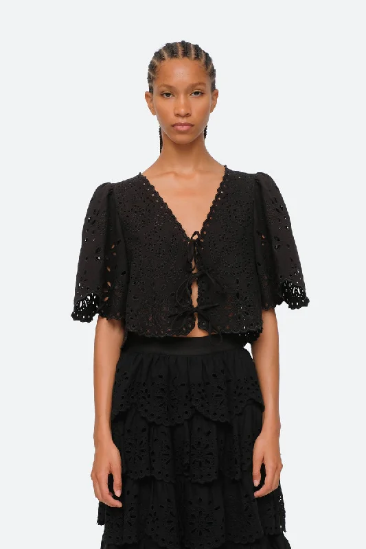 Tali Lace S/slv Top Black